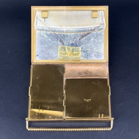 Volupte Vintage Gold Tone Swinglok Carry All Cigarette & Compact USA READ - Picture 4 of 16